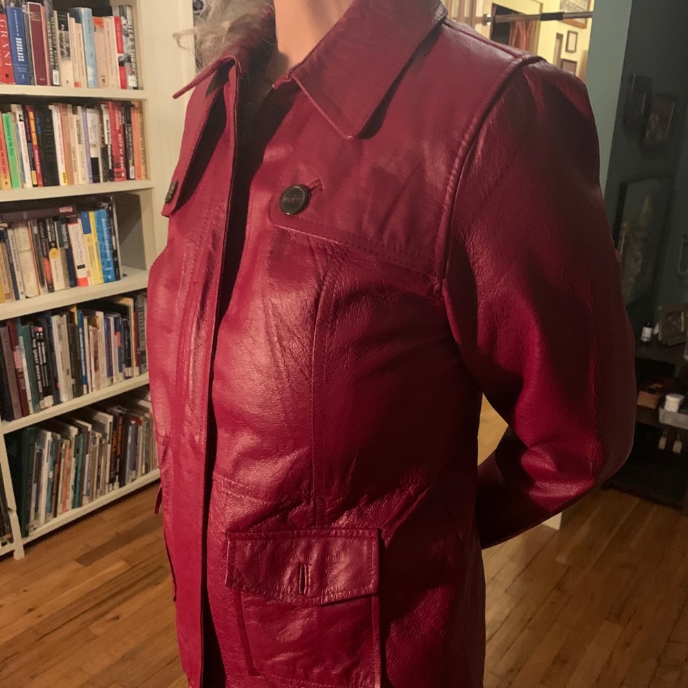Red leather jacket